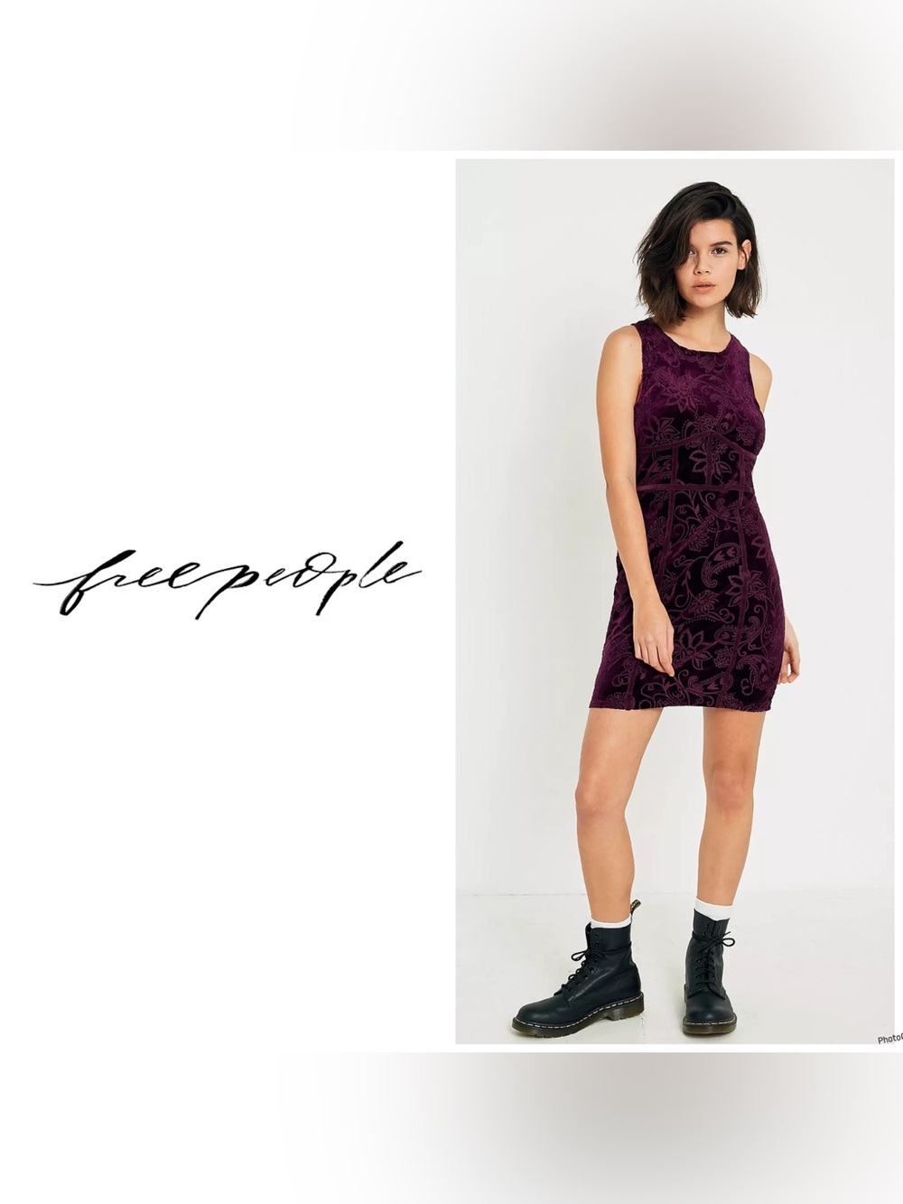 Free People Plum Velvet Burnout bodycon Dress